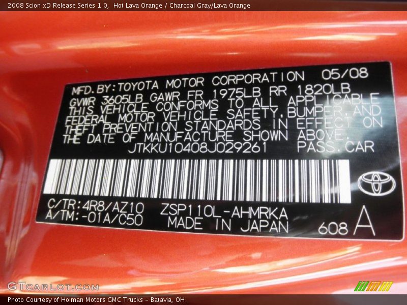 2008 xD Release Series 1.0 Hot Lava Orange Color Code 4R8