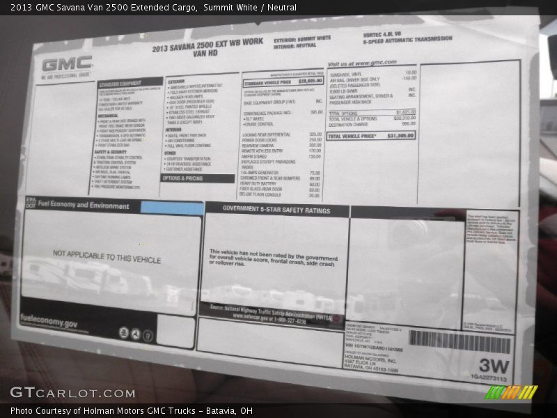 Summit White / Neutral 2013 GMC Savana Van 2500 Extended Cargo