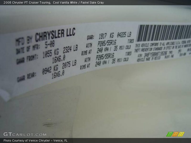 Cool Vanilla White / Pastel Slate Gray 2008 Chrysler PT Cruiser Touring