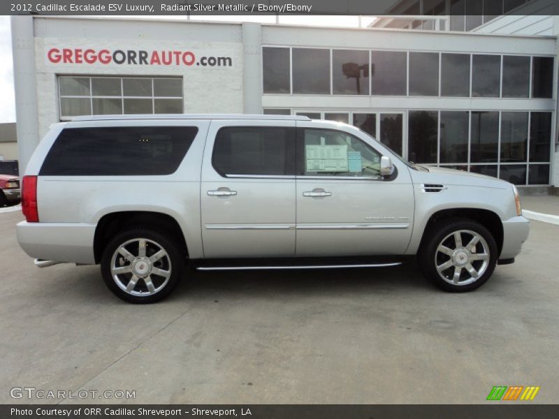 Radiant Silver Metallic / Ebony/Ebony 2012 Cadillac Escalade ESV Luxury