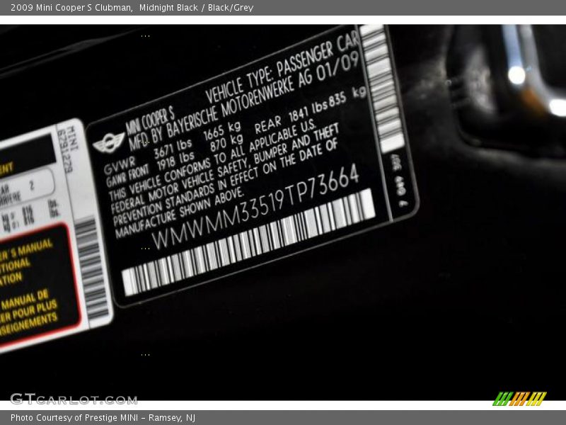 Midnight Black / Black/Grey 2009 Mini Cooper S Clubman