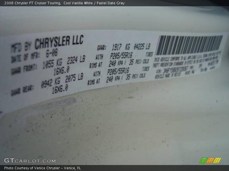 Cool Vanilla White / Pastel Slate Gray 2008 Chrysler PT Cruiser Touring