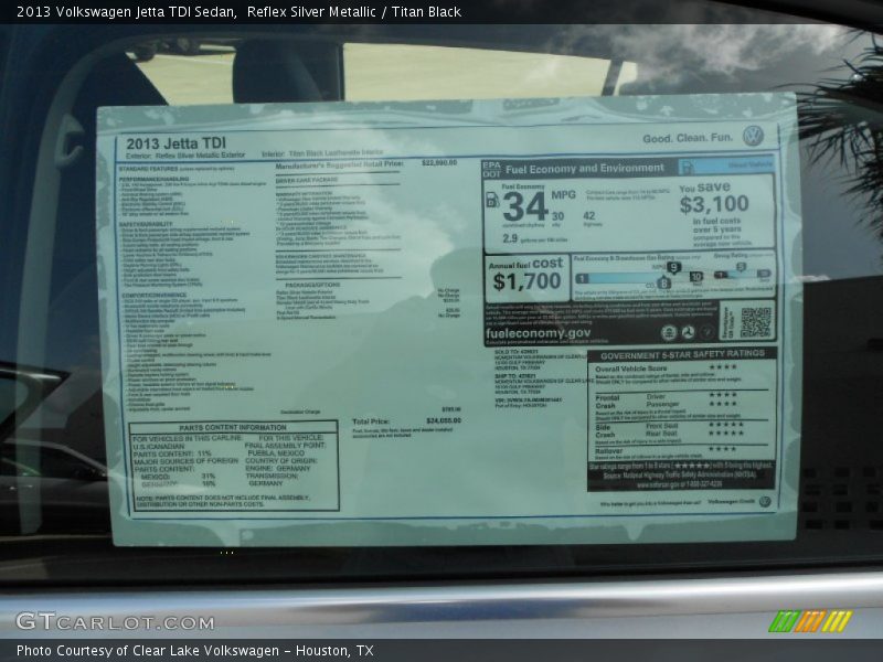  2013 Jetta TDI Sedan Window Sticker