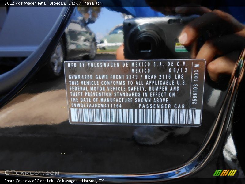 Black / Titan Black 2012 Volkswagen Jetta TDI Sedan