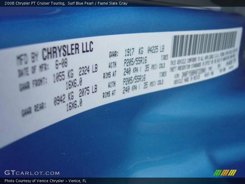 Surf Blue Pearl / Pastel Slate Gray 2008 Chrysler PT Cruiser Touring
