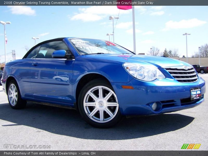 Marathon Blue Pearl / Dark Slate Gray/Light Slate Gray 2008 Chrysler Sebring Touring Convertible