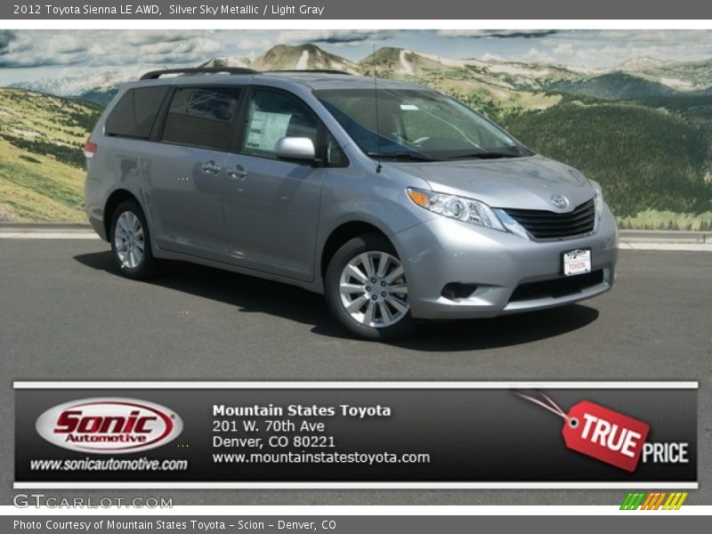 Silver Sky Metallic / Light Gray 2012 Toyota Sienna LE AWD