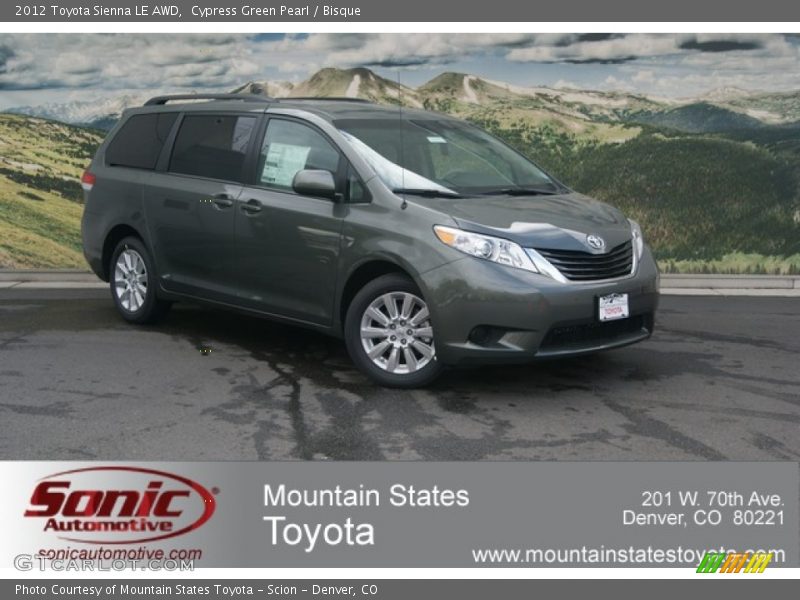 Cypress Green Pearl / Bisque 2012 Toyota Sienna LE AWD