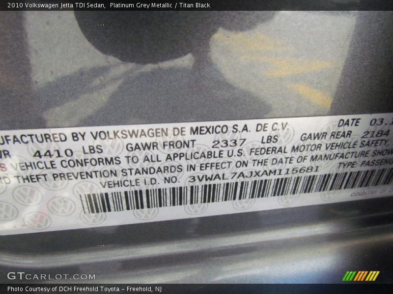 Platinum Grey Metallic / Titan Black 2010 Volkswagen Jetta TDI Sedan
