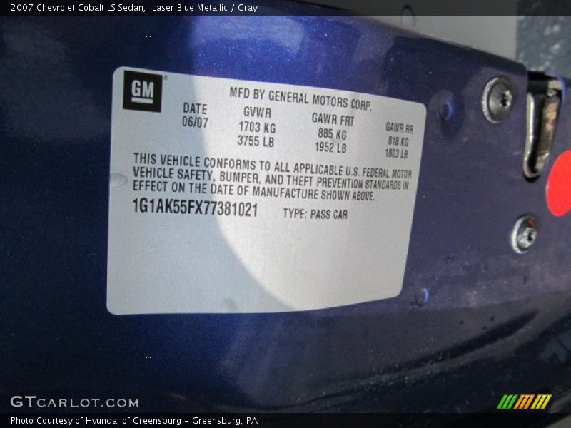 Laser Blue Metallic / Gray 2007 Chevrolet Cobalt LS Sedan