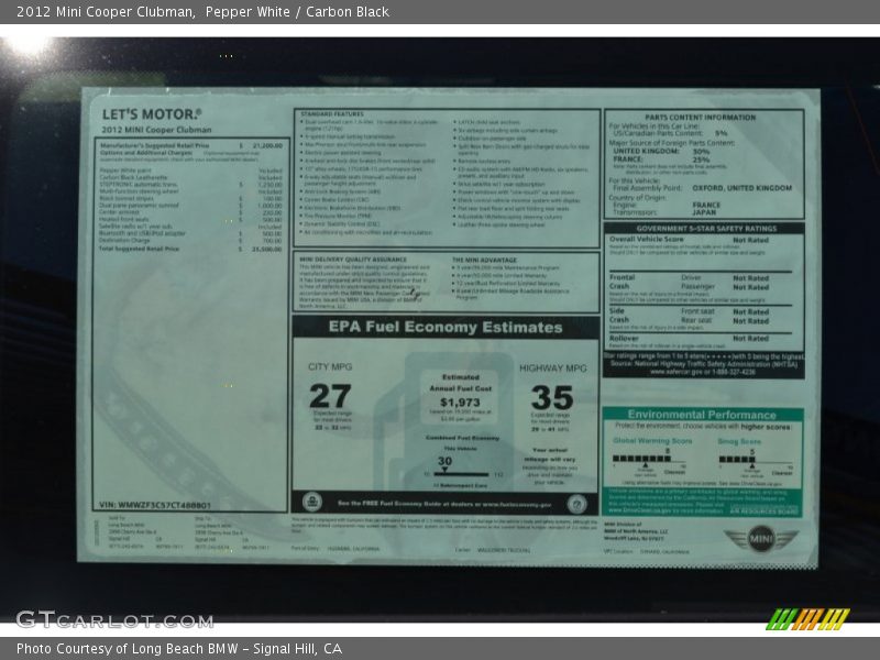 Pepper White / Carbon Black 2012 Mini Cooper Clubman