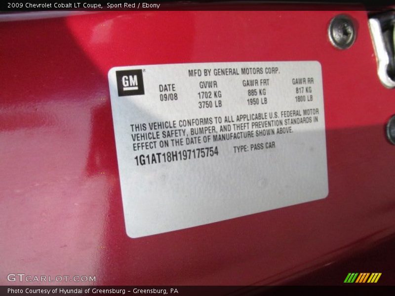Sport Red / Ebony 2009 Chevrolet Cobalt LT Coupe
