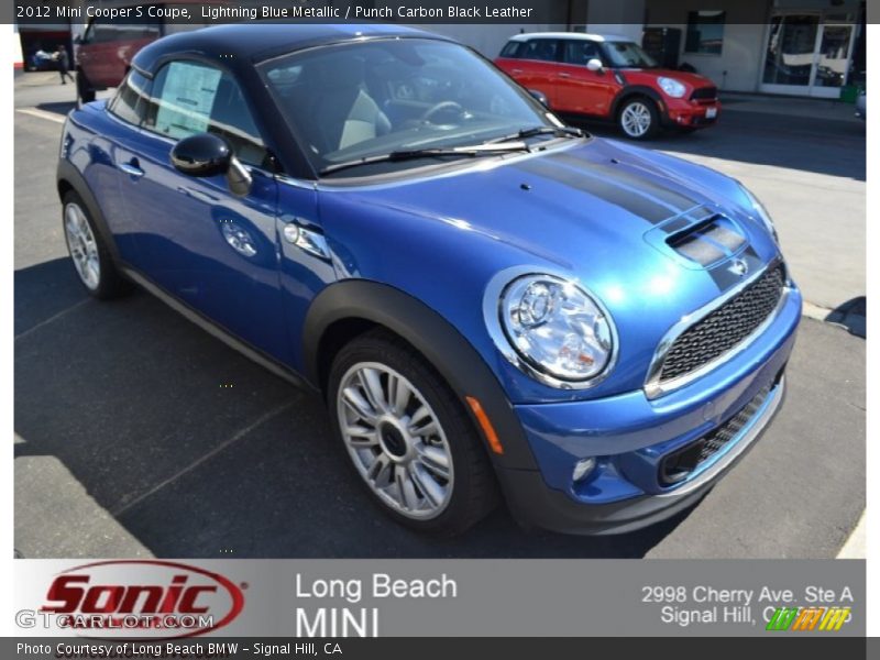 Lightning Blue Metallic / Punch Carbon Black Leather 2012 Mini Cooper S Coupe