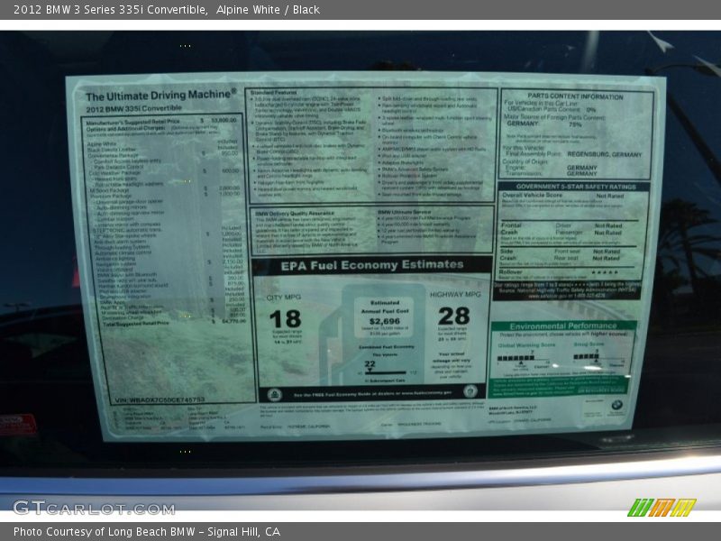 Alpine White / Black 2012 BMW 3 Series 335i Convertible