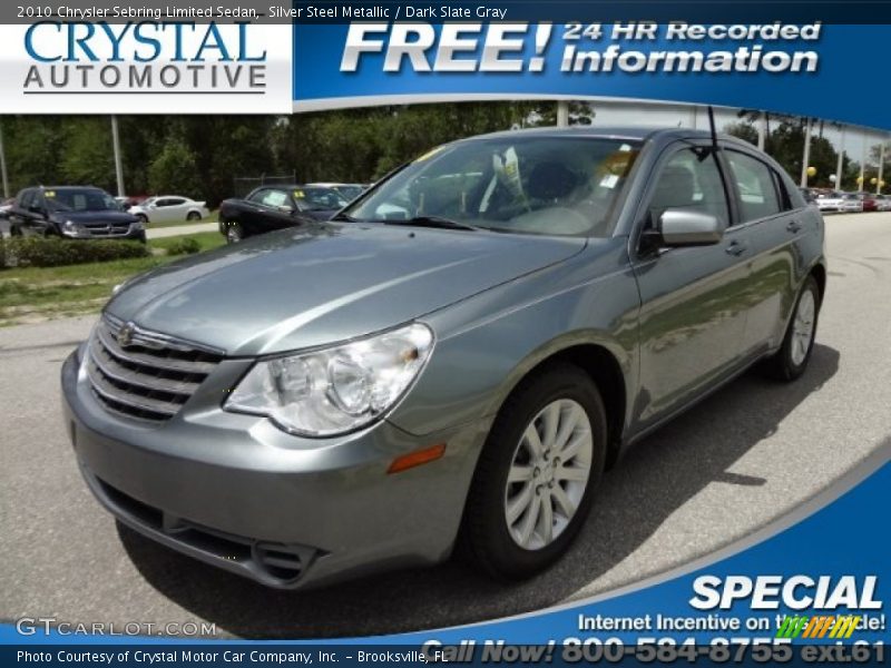 Silver Steel Metallic / Dark Slate Gray 2010 Chrysler Sebring Limited Sedan