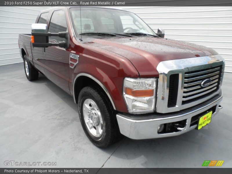 Royal Red Metallic / Camel 2010 Ford F250 Super Duty XLT Crew Cab