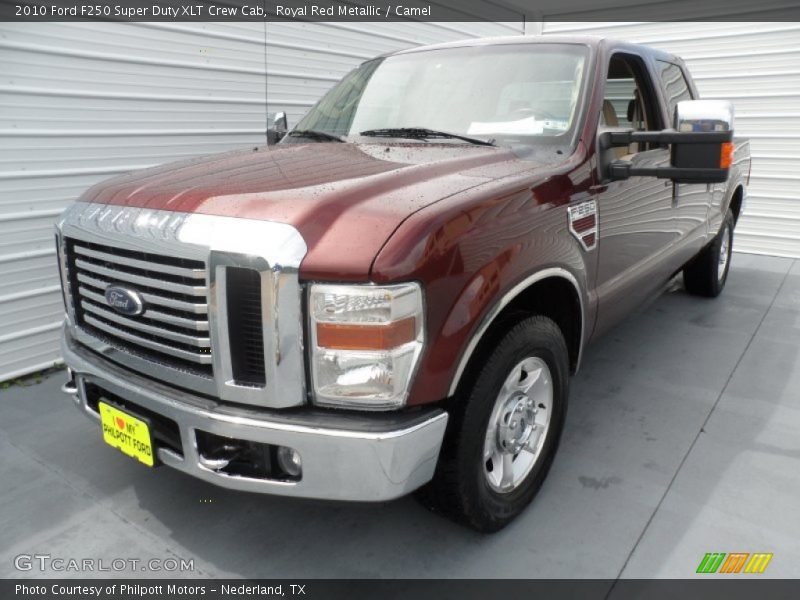 Royal Red Metallic / Camel 2010 Ford F250 Super Duty XLT Crew Cab