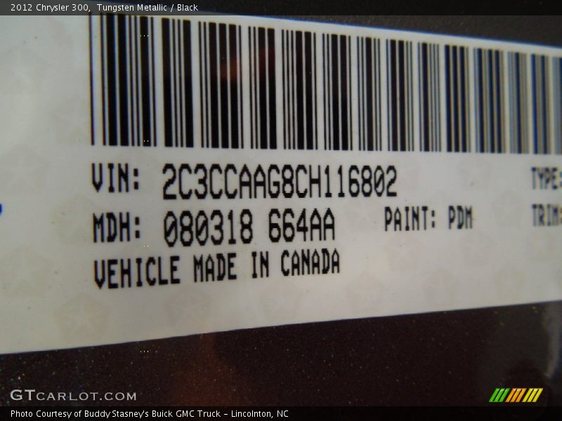 Tungsten Metallic / Black 2012 Chrysler 300