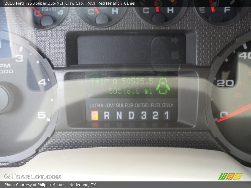 Royal Red Metallic / Camel 2010 Ford F250 Super Duty XLT Crew Cab