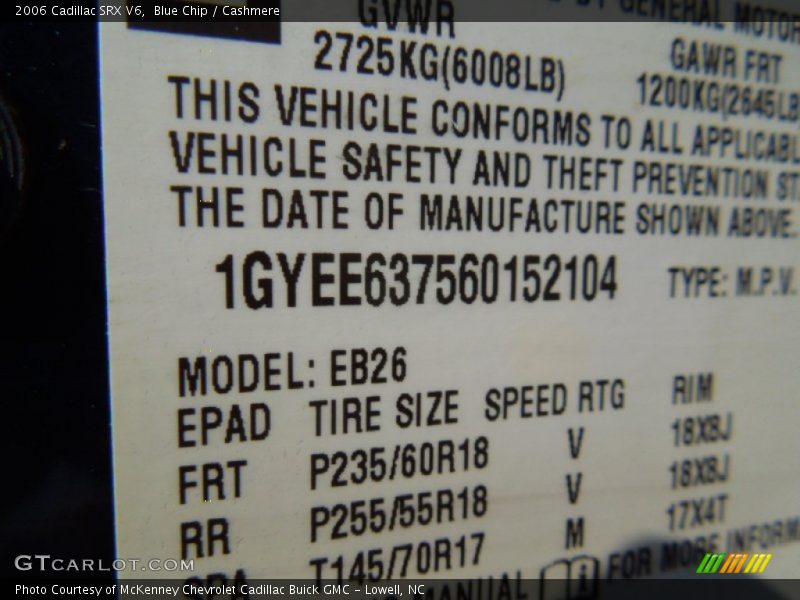 Blue Chip / Cashmere 2006 Cadillac SRX V6