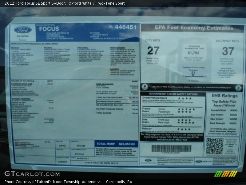 Oxford White / Two-Tone Sport 2012 Ford Focus SE Sport 5-Door