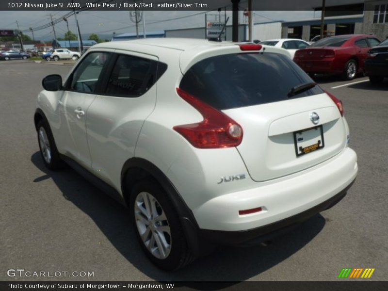 White Pearl / Black/Red Leather/Silver Trim 2012 Nissan Juke SL AWD