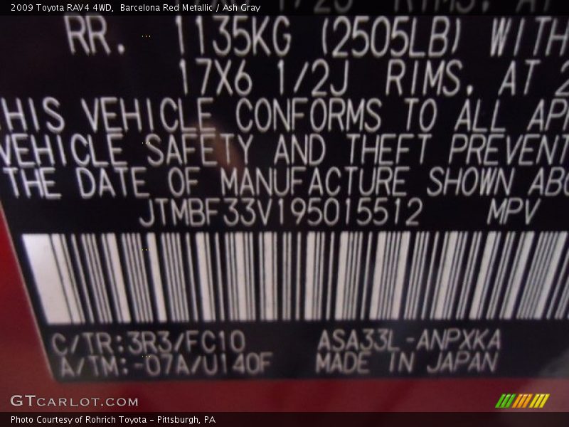 Barcelona Red Metallic / Ash Gray 2009 Toyota RAV4 4WD