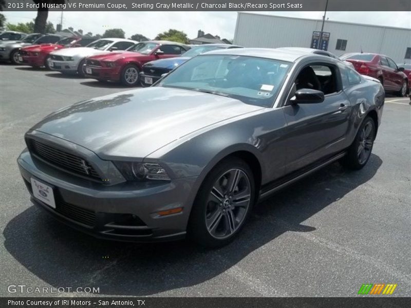 Sterling Gray Metallic / Charcoal Black/Recaro Sport Seats 2013 Ford Mustang V6 Premium Coupe