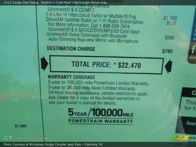 Redline 2-Coat Pearl / Black/Light Diesel Gray 2013 Dodge Dart Rallye