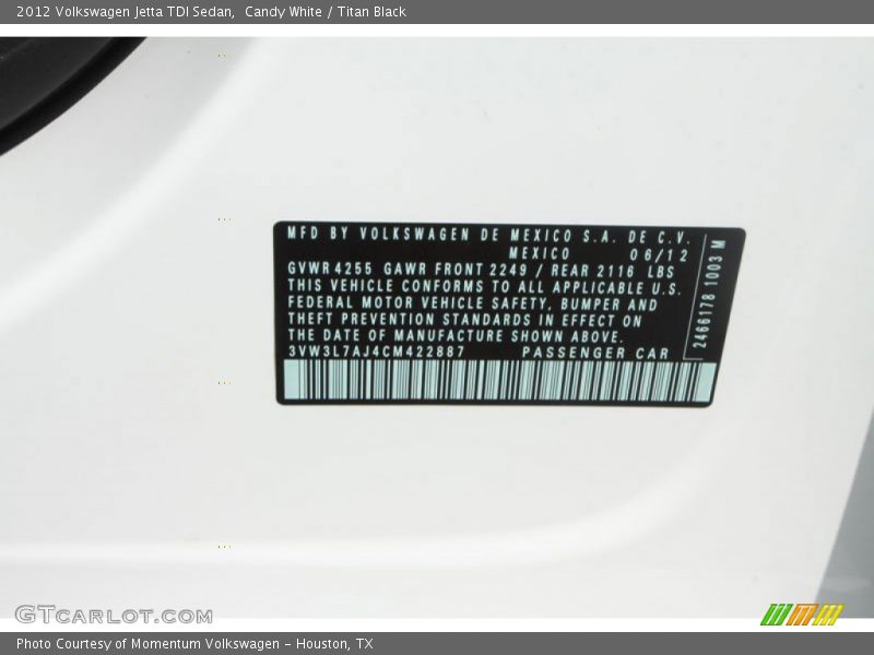 Candy White / Titan Black 2012 Volkswagen Jetta TDI Sedan