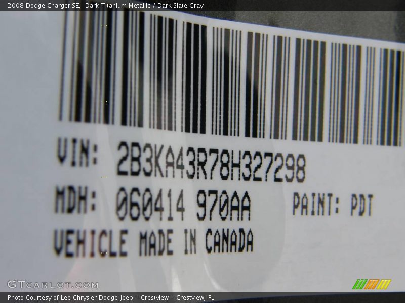 Dark Titanium Metallic / Dark Slate Gray 2008 Dodge Charger SE