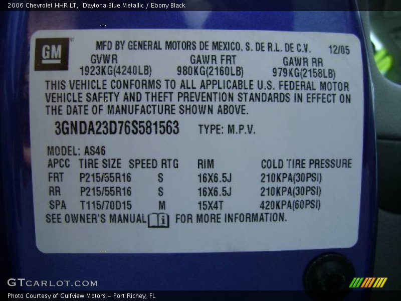 Daytona Blue Metallic / Ebony Black 2006 Chevrolet HHR LT