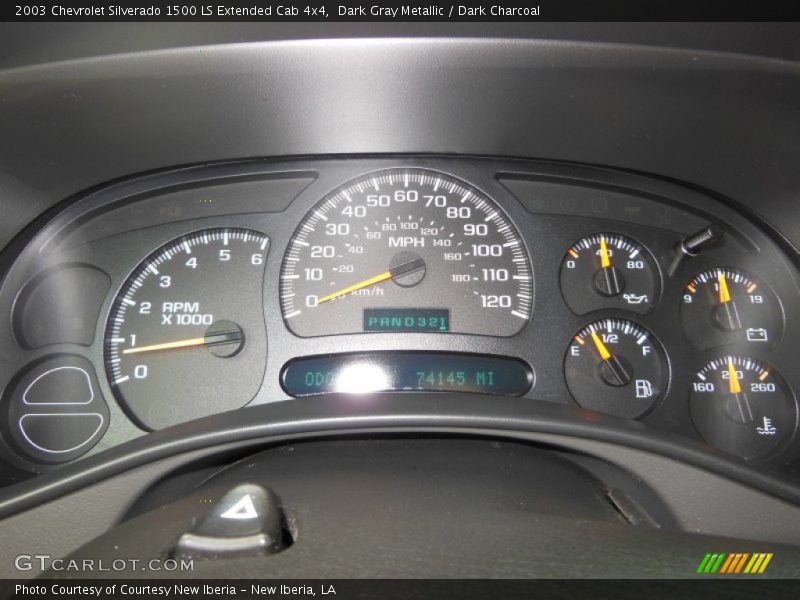 Dark Gray Metallic / Dark Charcoal 2003 Chevrolet Silverado 1500 LS Extended Cab 4x4