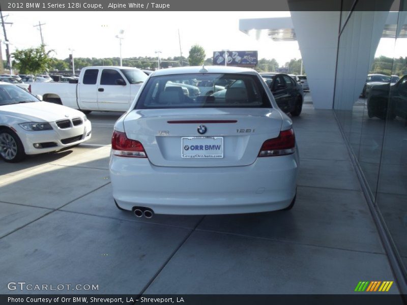 Alpine White / Taupe 2012 BMW 1 Series 128i Coupe