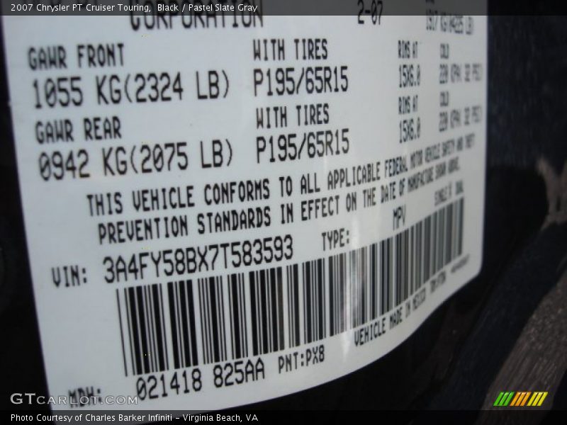 Black / Pastel Slate Gray 2007 Chrysler PT Cruiser Touring