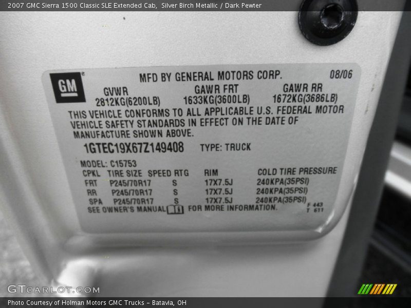 Silver Birch Metallic / Dark Pewter 2007 GMC Sierra 1500 Classic SLE Extended Cab