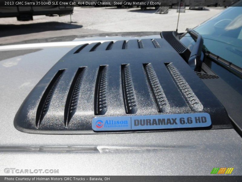 Steel Gray Metallic / Ebony 2013 GMC Sierra 3500HD SLE Crew Cab 4x4 Dually Chassis