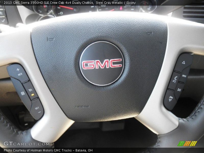 Steel Gray Metallic / Ebony 2013 GMC Sierra 3500HD SLE Crew Cab 4x4 Dually Chassis
