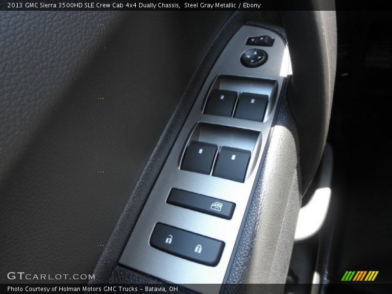 Steel Gray Metallic / Ebony 2013 GMC Sierra 3500HD SLE Crew Cab 4x4 Dually Chassis