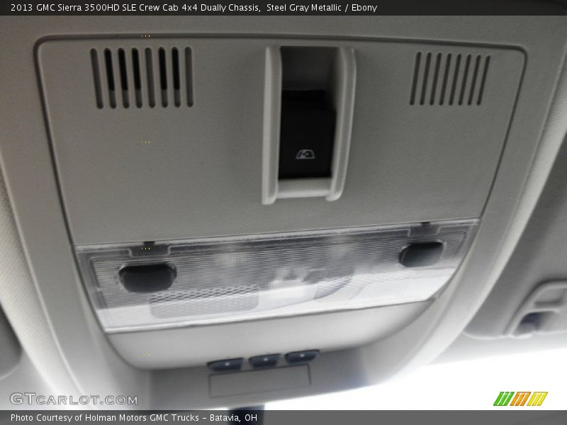 Steel Gray Metallic / Ebony 2013 GMC Sierra 3500HD SLE Crew Cab 4x4 Dually Chassis