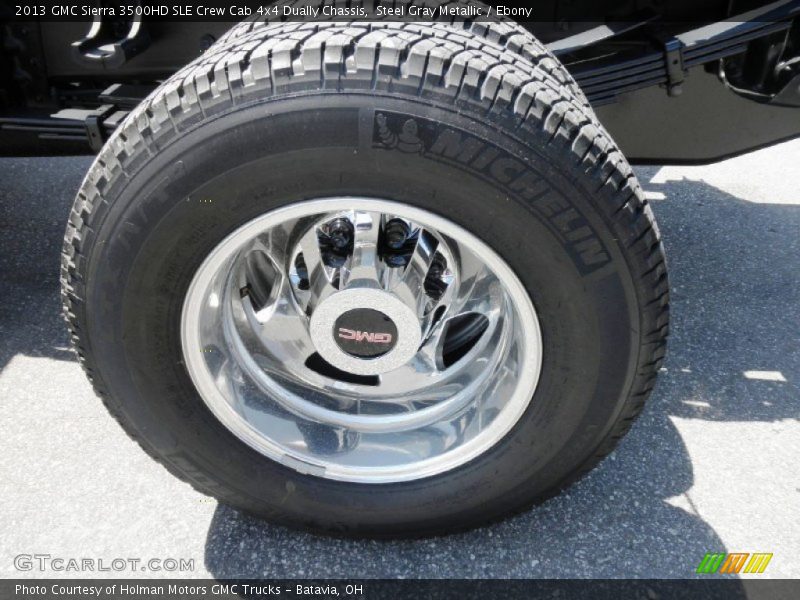 Steel Gray Metallic / Ebony 2013 GMC Sierra 3500HD SLE Crew Cab 4x4 Dually Chassis