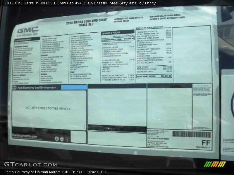 Steel Gray Metallic / Ebony 2013 GMC Sierra 3500HD SLE Crew Cab 4x4 Dually Chassis