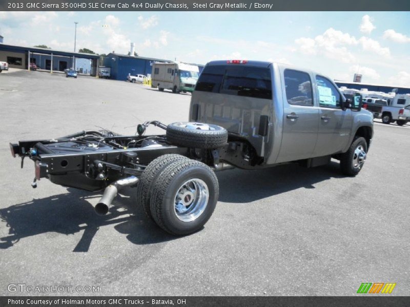 Steel Gray Metallic / Ebony 2013 GMC Sierra 3500HD SLE Crew Cab 4x4 Dually Chassis