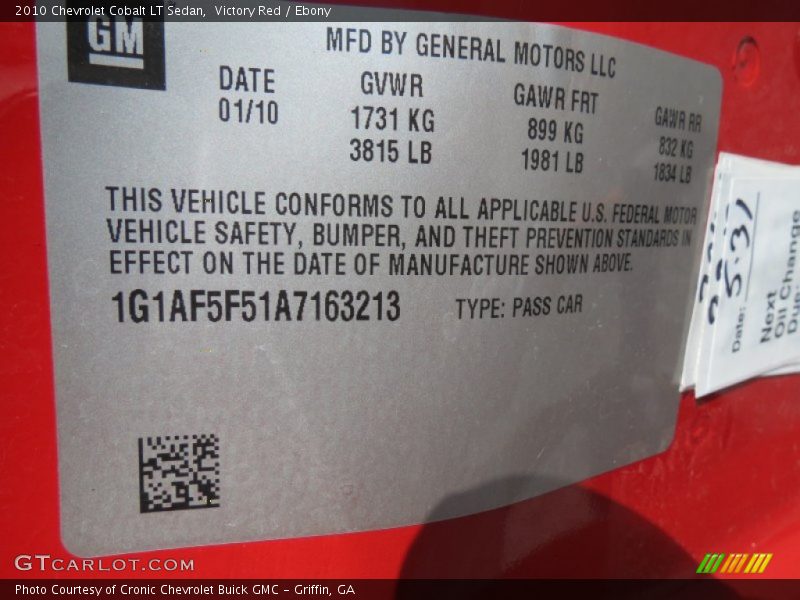 Victory Red / Ebony 2010 Chevrolet Cobalt LT Sedan