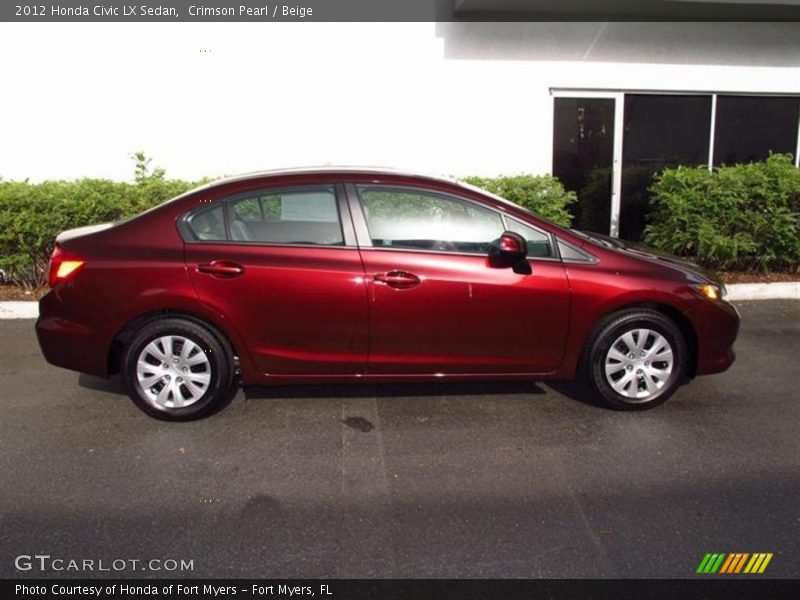Crimson Pearl / Beige 2012 Honda Civic LX Sedan