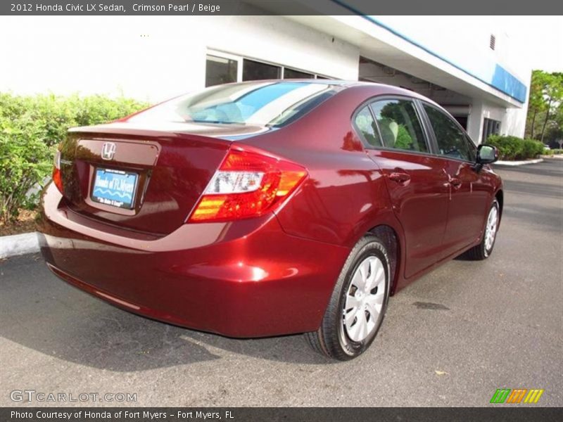 Crimson Pearl / Beige 2012 Honda Civic LX Sedan