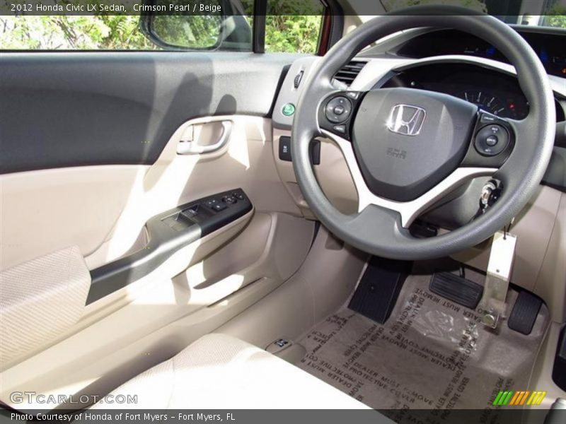 Crimson Pearl / Beige 2012 Honda Civic LX Sedan