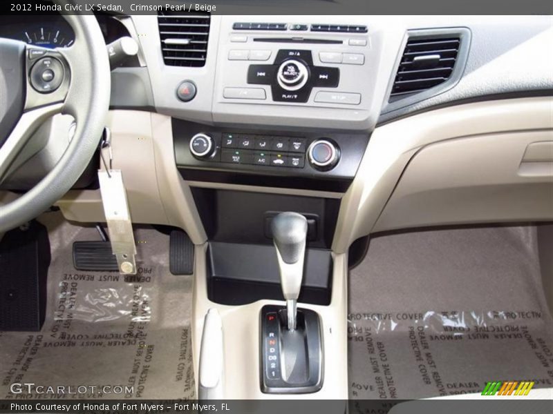 Crimson Pearl / Beige 2012 Honda Civic LX Sedan