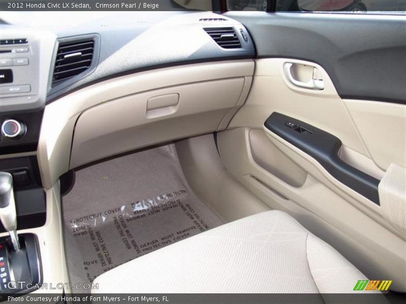 Crimson Pearl / Beige 2012 Honda Civic LX Sedan