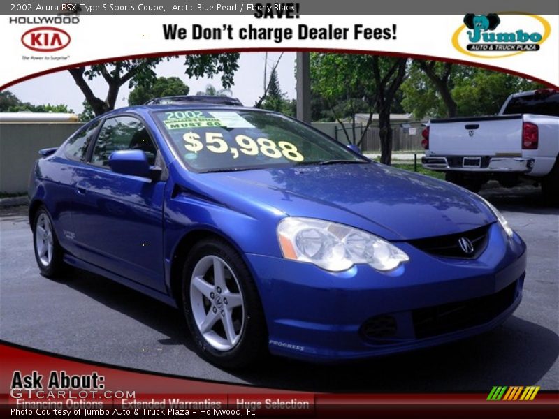 Arctic Blue Pearl / Ebony Black 2002 Acura RSX Type S Sports Coupe